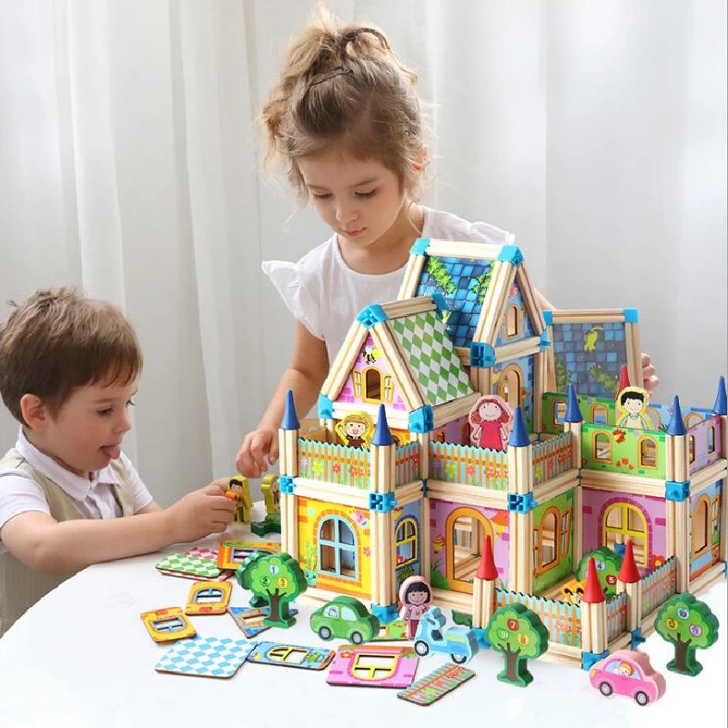 

3D Wooden building blocks wooden balance blocks kids toys early educational toys Christmas birthday gifts