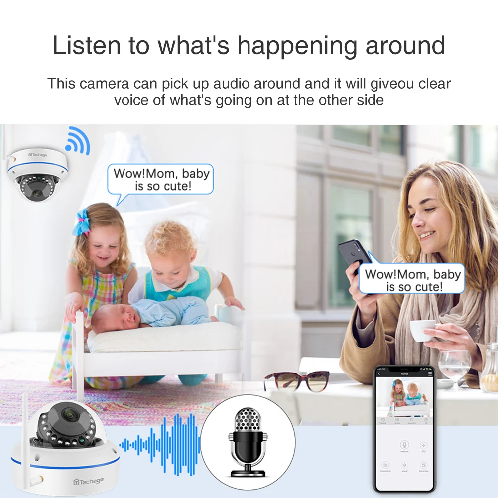 Techage 4CH 1080P Беспроводной NVR комплект безопасности IP камера система 2MP Wifi Аудио Звук