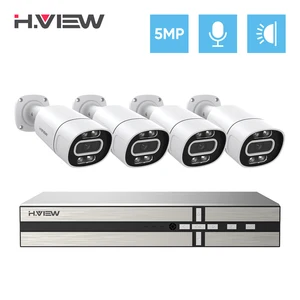 h view 5mp ip camera poe nvr set 8ch cctv security cameras system outdoor ai face detection home audio video surveillance kit free global shipping