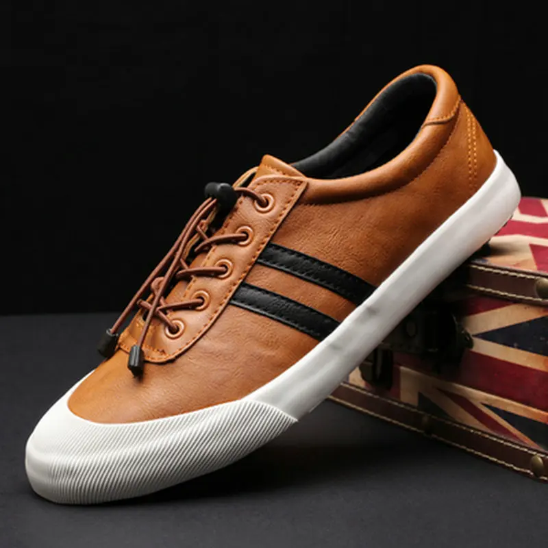 

High quality Fashion Comfortable Men's Black GRAY flats Leather Shoes Men Casual sneaker Shoes A11-51