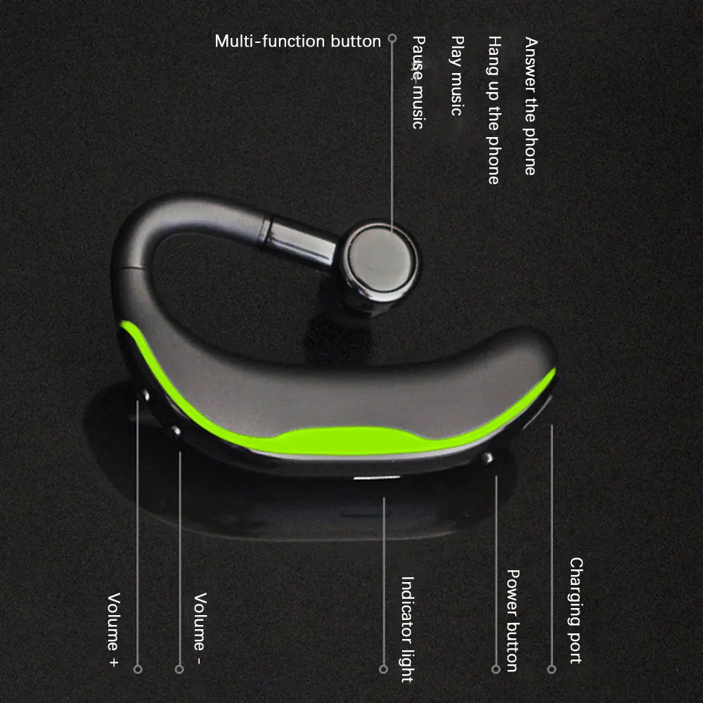 Беспроводные bluetooth-наушники, стереогарнитура, 170 мА/ч, одна гарнитура с микрофоном, деловые bluetooth-наушники для вождения