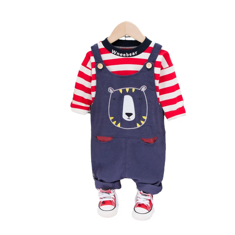 

New Spring Autumn Children Fashion Clothes Baby Boys Girls Striped T Shirt Pants 2Pcs/sets Kids Costume Infant Cartoon Tracksuit