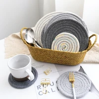 round cotton linen insulation pad placemat non slip heat resistant table mat coaster bowl mat dining table kitchen accessories