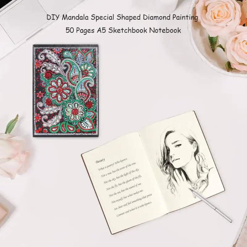 5D DIY Алмаз особенной формы альбом для рисования Дневник Книга 50 страниц вышивка Алмазная вышивка крестиком блокнот рождественские подарки