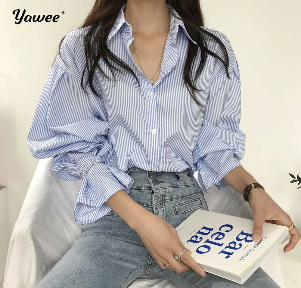 

striped long Sleeve Chiffon casual Shirts Women 2020 blusas Ladies Tops New Autumn style casual Loose office Women Blouse