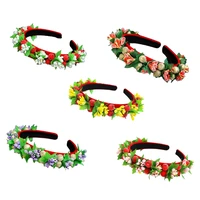 christmas festival party headband crown handmade floral berries forest hair hoop q1fa