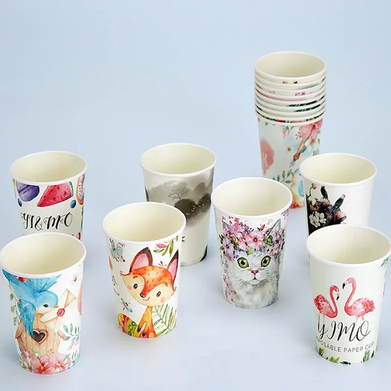 100 шт. Высокое качество Вечерние одноразовые бумажные стаканчики с принтом в виде