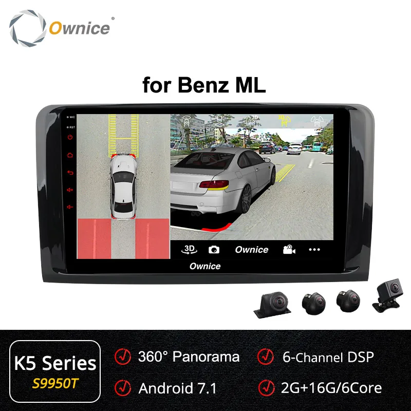 S9950 K5 Ownice Android 9,0 dvd-плеер автомобиля k3 k5 k6 для Mercedes Benz W209 W203 W168 M ML W163 W463 Viano W639 Vito Vaneo gps Радио 360 - Цвет: S9950 K5