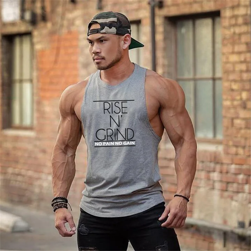 

Running Vest Men Gym Stringes Tank Top Cotton Sports Sleeveless Shirt Bodybuilding Fitness Mens Outdoor Singlets workout Clothes