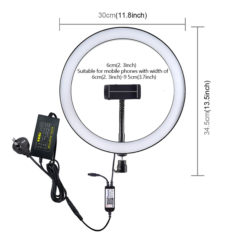 Светодиодный кольцевой светильник для фотостудии 12 дюймов светодиодный RGB с