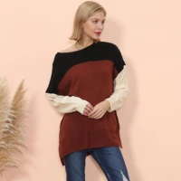 oversized winter thick sweater women knitted patchwork pullover sweater long sleeve o neck loose jumper warm pull