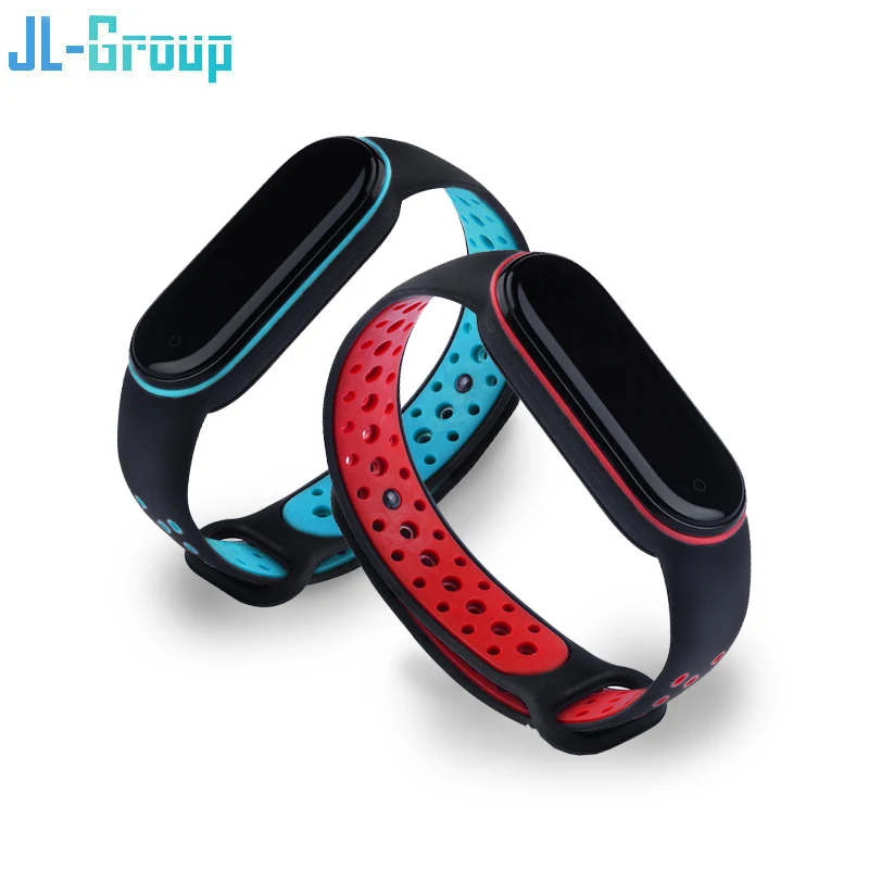 

Silicone Strap for mi band 3 4 5 6 Bracelet Xiaomi Breathable miband 4 6 Wrist Strap Two-color Sport Replaceable Accessories