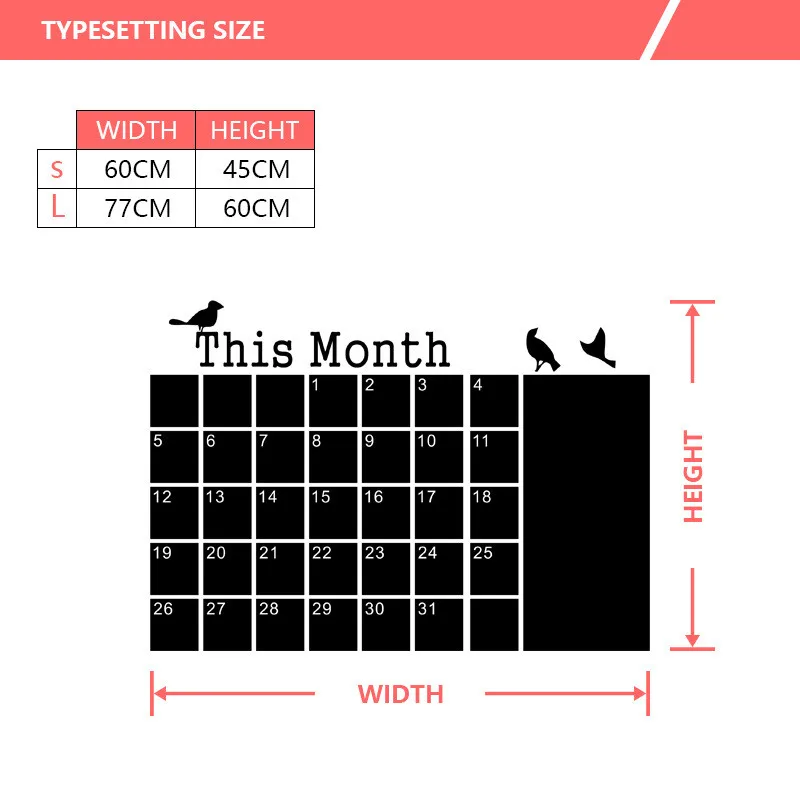 Diy ежемесячные наклейки на стену с доской календарь Виниловая наклейка съемные
