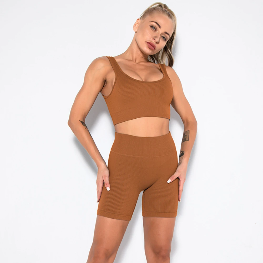 

2 Peice Set Women Workout Gym Clothing Sports Bra Summer Clothes Yoga Set Seamless Fitness Leggings Women Tracksuit Suit Outfits