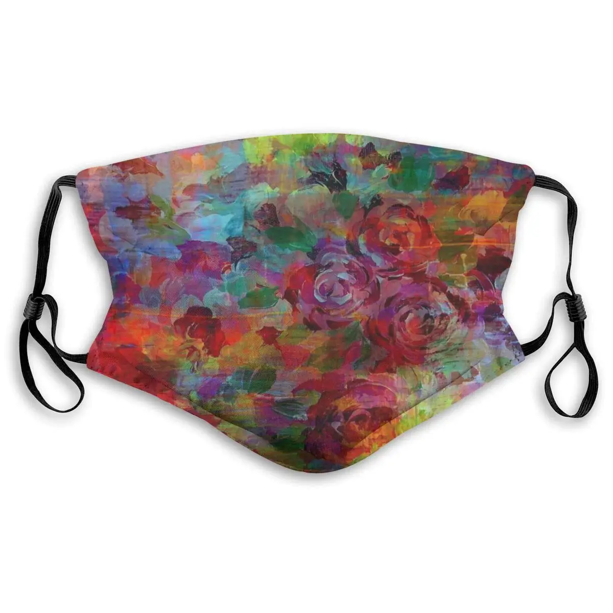 

Through Rose Colored Bold Rainbow Floral Multicolor Flower Dust Washable Reusable Filter and Reusable Mouth Windproof Warm