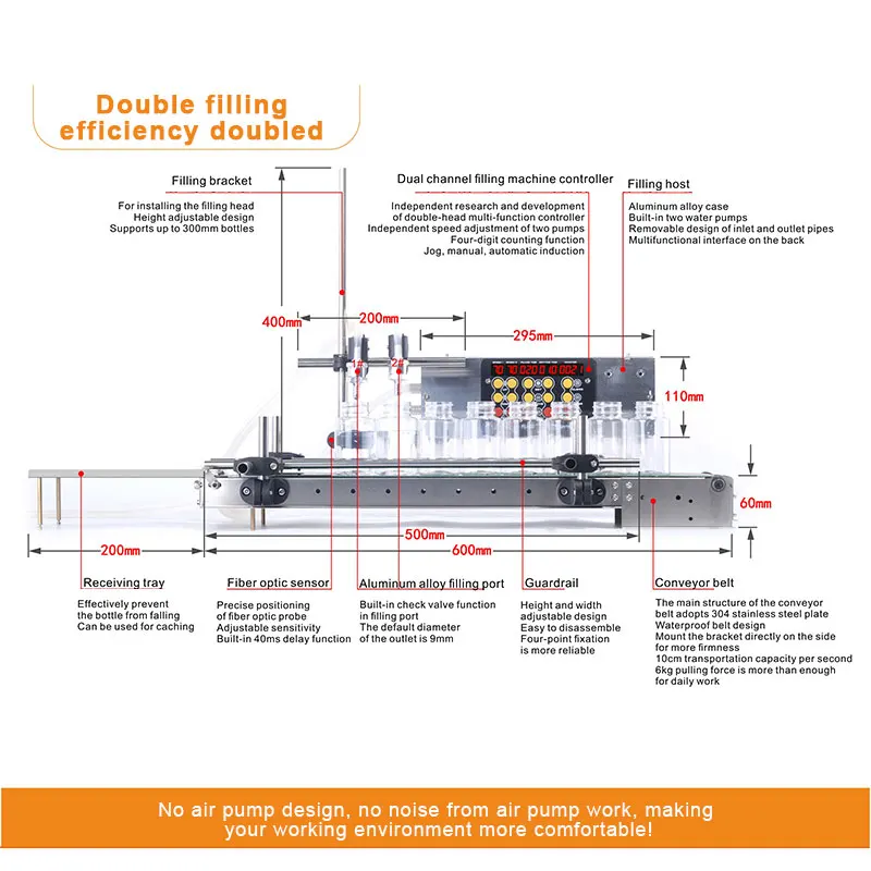 Double Head Liquid Filling Machine Intelligent Induction Quantitative Automatic High Precision Conveying Food Filling MachineCE