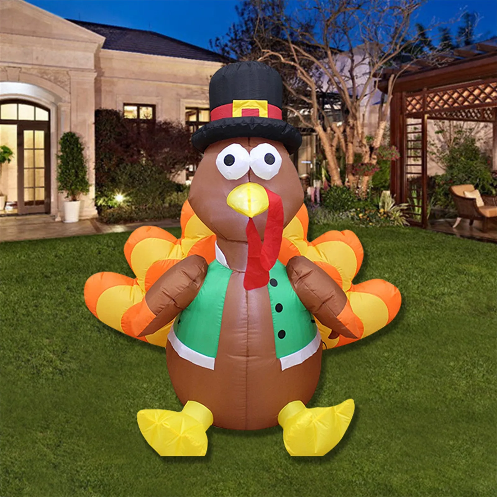 

1PC Inflatable Turkey Funny Fancy Dress Party Thanksgiving Yard Decoration LED Light Blow Autumn Outdoor Indoor Lawns Decoration