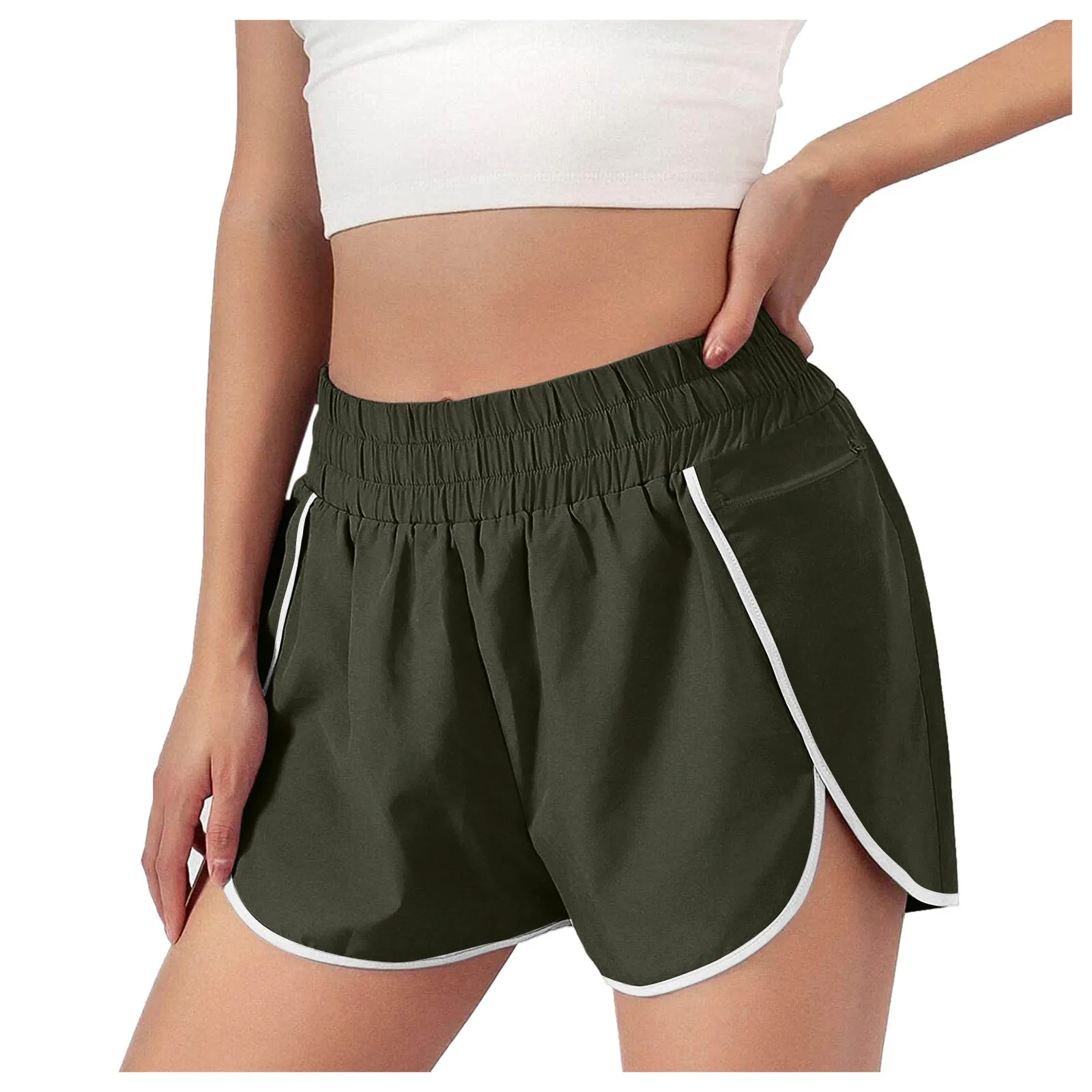 

Women's Athletic Workout Shorts Elastic Waist Running Pockets Pants Elegant Outdoor Sport Daily Short Pants Shorts Feminino 2021