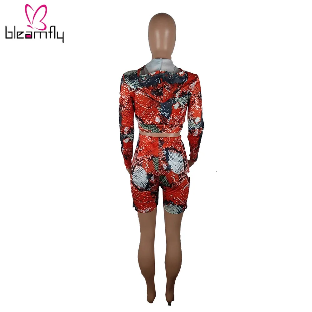 Женский комплект из двух предметов укороченный топ на молнии с принтом змеиной