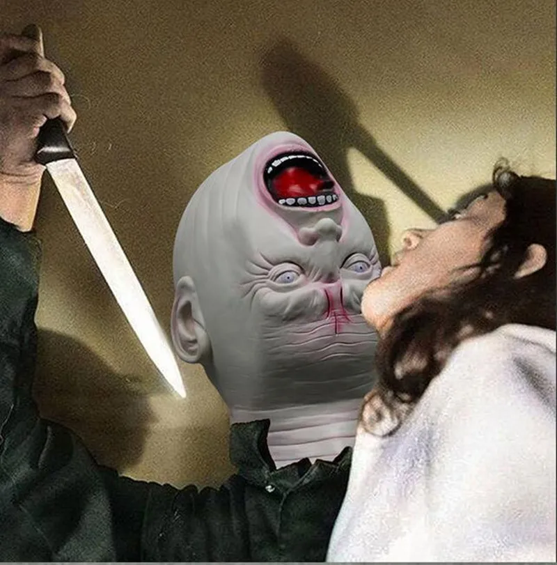 Страшная маска на Хэллоуин с призраком вверх дном страшная гримаса латексная