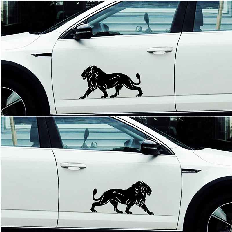 Автомобильные наклейки 2 шт. Львы бегущие животные креативные смешные для двери