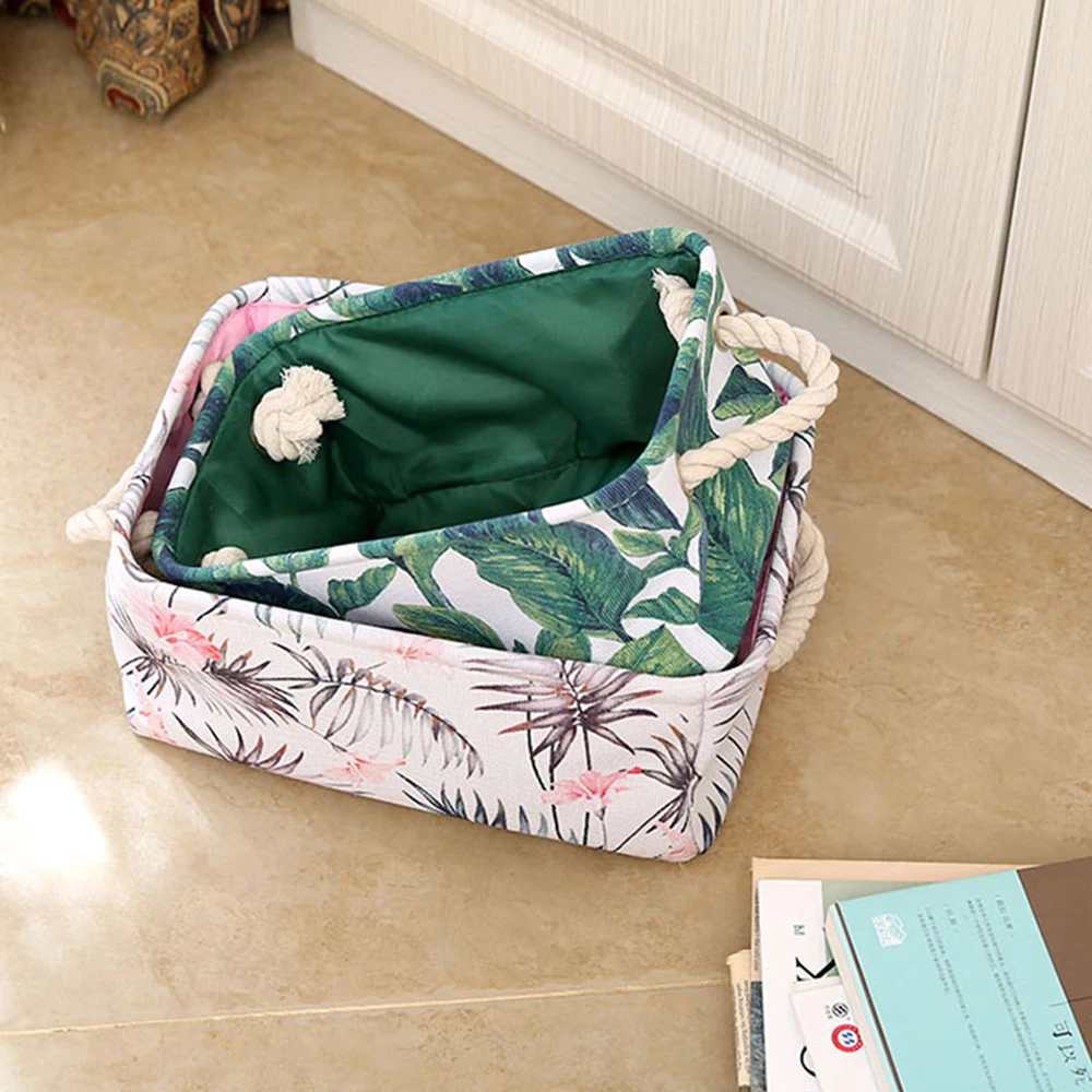 

Nordic Style Canvas Desktop Storage Basket Foldable Waterproof Organizer Sundries Storage Box Home Organizer Bin With Handle