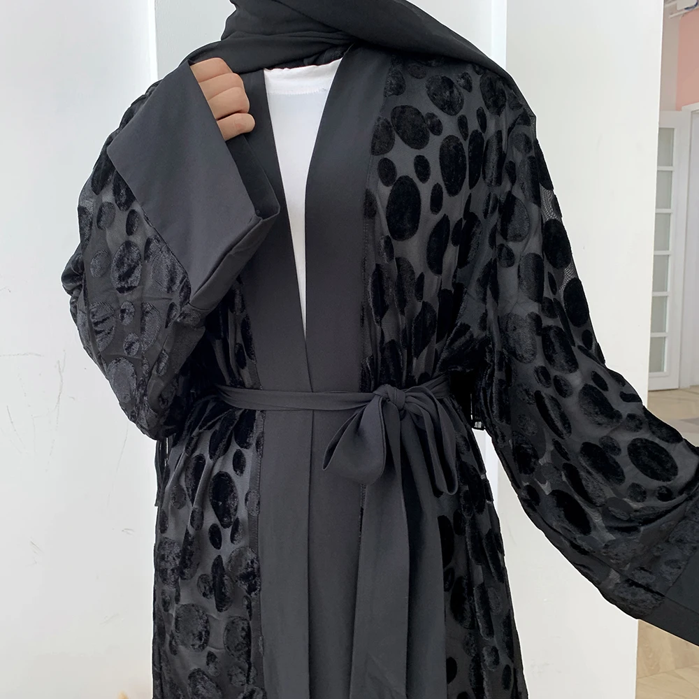 Black Eid Mubarak Kaftan Dubai Abaya Turkey Kimono Cardigan Hijab Muslim Dress Islamic Clothing Abayas For Women Robe Femme Ete |