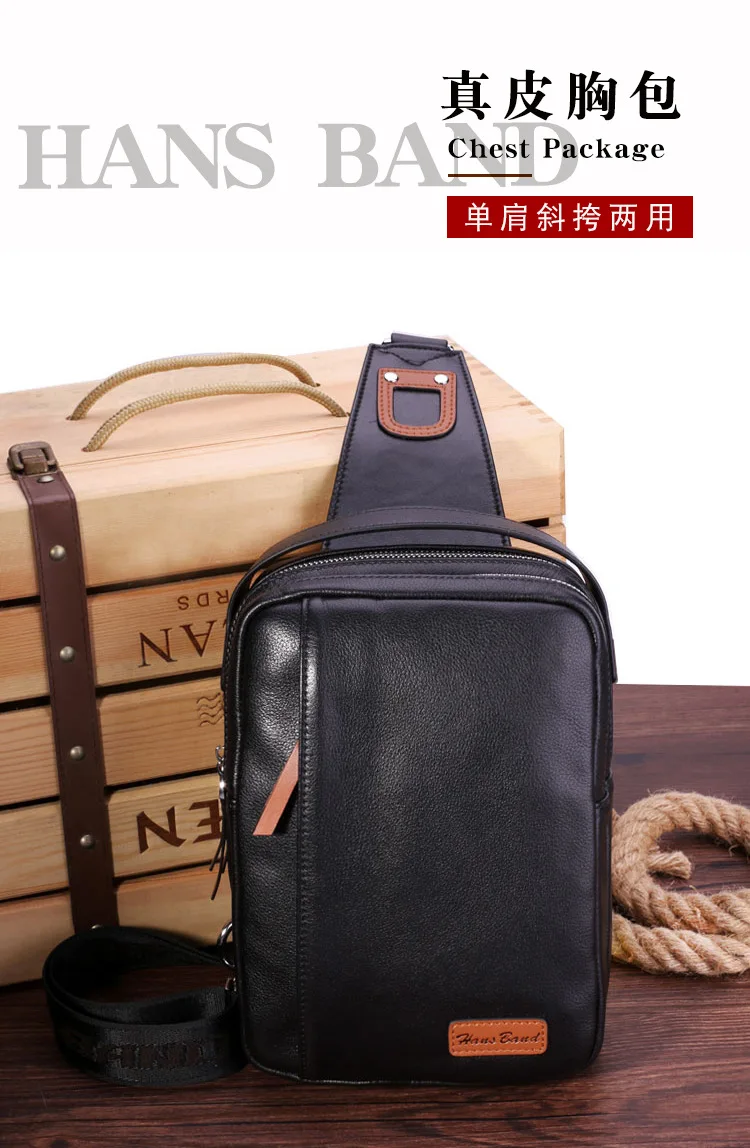 

2020 Genuine Leather Men's Chest Pack Shoulder Bag Single-shoulder Bag Casual Cattle Leather Waist Bag Men's Bag Bag