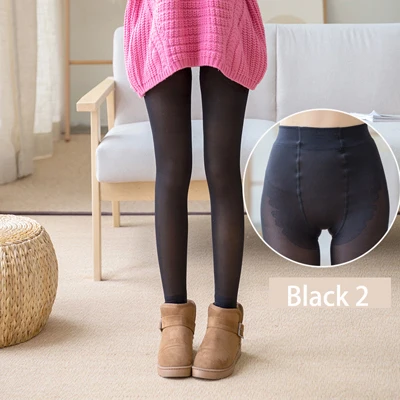 Black Footless 2 Зимние осенние двухслойные колготки эластичные теплые колготки с высокой талией невидимые телесные утолщенные чулки бесшовные колготки - Цвет: Black Footless 2