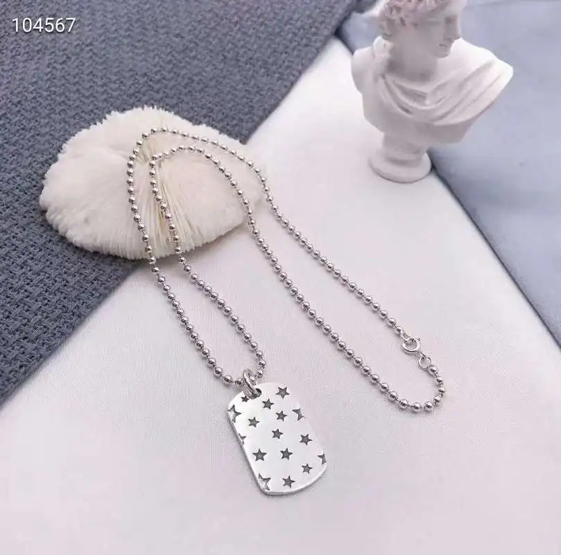 

New Fashion Lady Necklace Starry Tag Korean Style Simple Style S925 Sterling Silver Girl Holiday Gift statement necklace