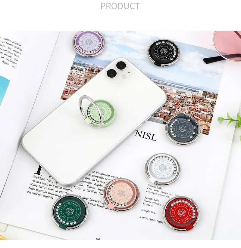 

New Flowable Rhinestone Folding Finger Ring Phone holder for iphone samsung xiaomi redmi Cartoon Patch Buckle Stand Bracket