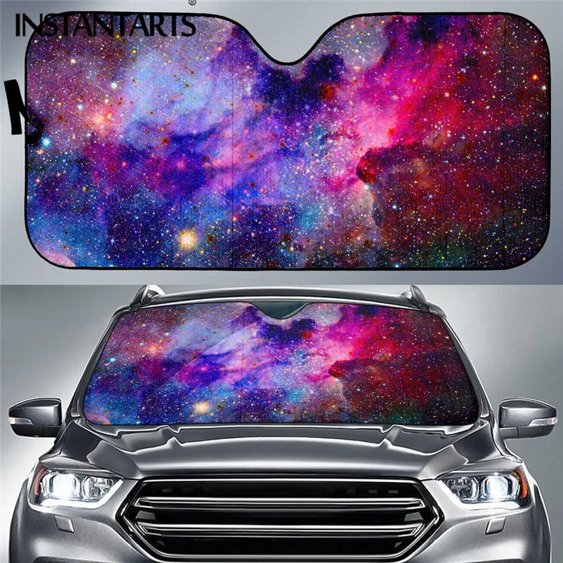 

INSTANTARTS Colorful Galaxy Space 3d Print Front Windshield Shade Interior Protector Fashion Windshield Sun Shade for Car UV