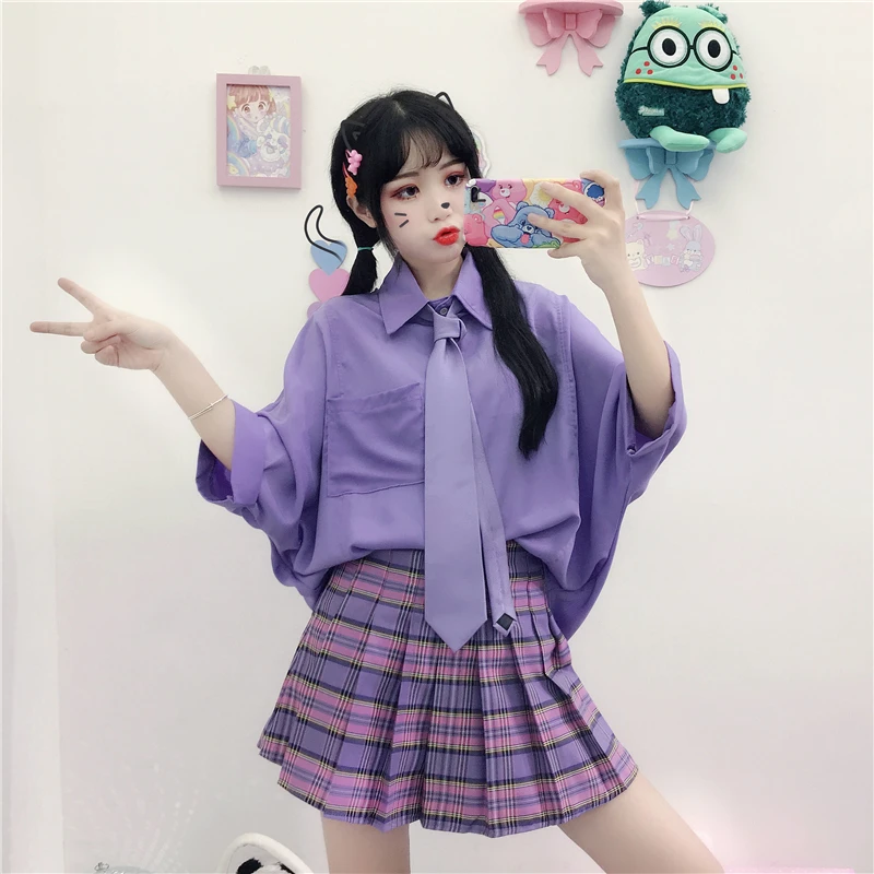 Женская свободная блузка в стиле преппи с пуговицами|Блузки| |