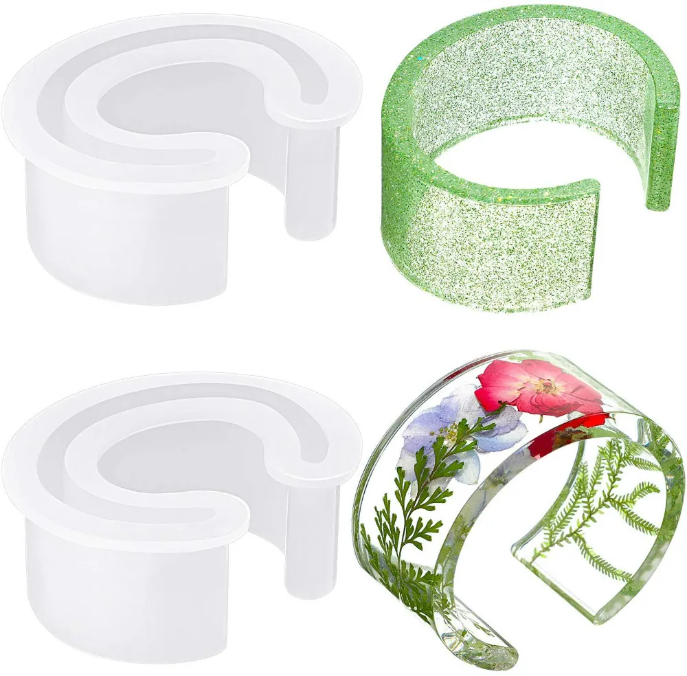 

4 Pieces Resin Bracelet Bangle Mold C Font Diy Open Cuff Mold Resin Silicone Casting Mold For Jewelry Making Diy Crafts