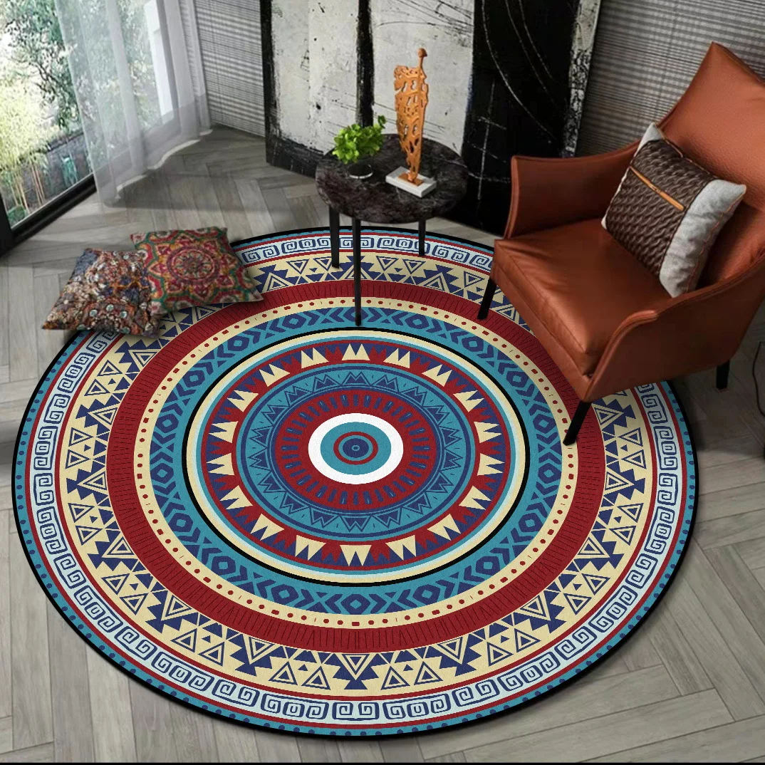 

Bohmian Geometric National Wind Living Room Bedroom Hanging Basket Chair Non-slip Round Mat Carpet CustomCustom Size