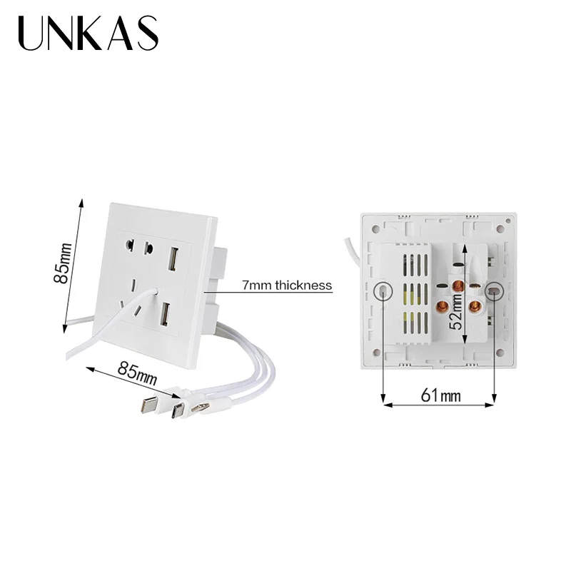 UNKAS универсальный стандарт 2.1A USB настенная розетка домашнее зарядное устройство 2