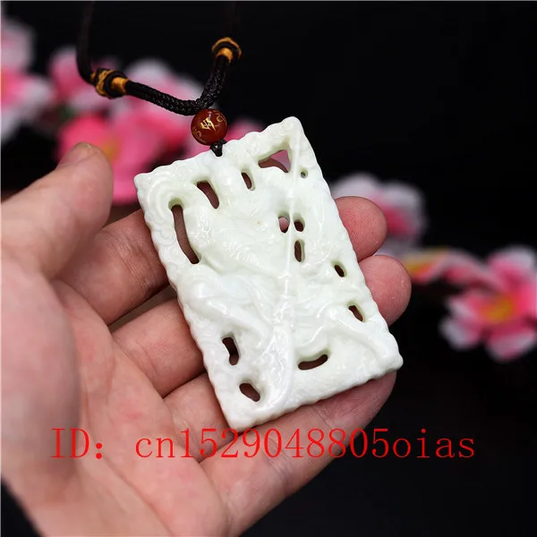 Натуральный белый китайский нефрит Гуандун кулон ожерелье дракона