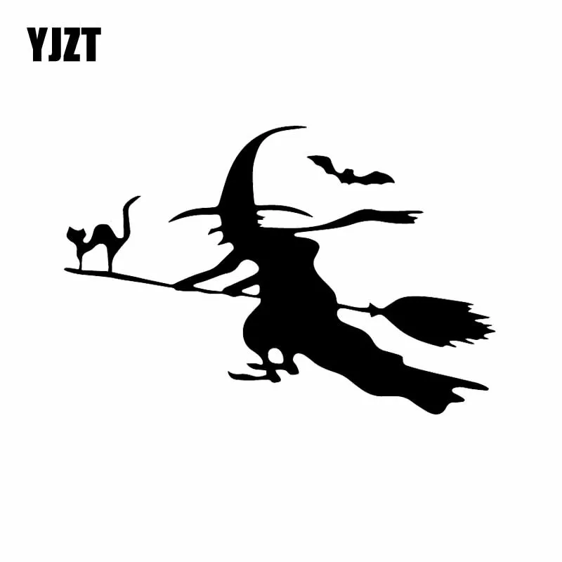 

YJZT x см фотография виниловая наклейка окно ведьма летучая мышь Кот мультфильм черный/серебряный цвет