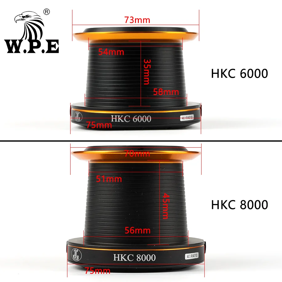 Рыболовная катушка W.P.E HKC металлическая для спиннинга 6000 8000 макс. нагрузка 14 5 кг 7 +