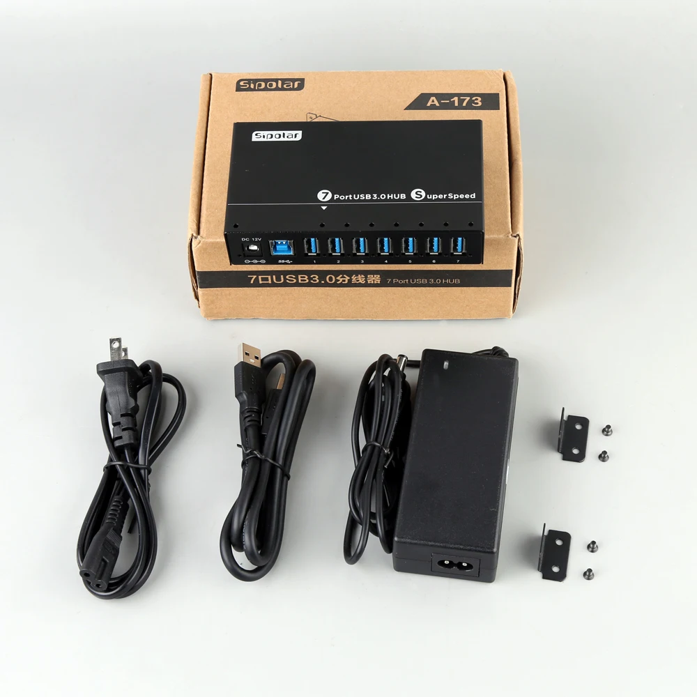 Sipolar 7 портов USB 3 0 концентратор с EU/US/UK AC Мощность Кабель адаптер для ноутбука