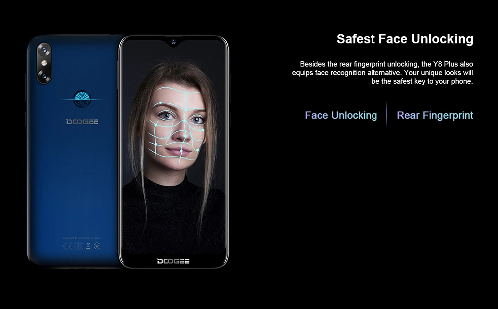 DOOGEE Y8 Plus, Android 9,0, FDD LTE, 6,21 дюймов, 19:9, экран капли воды, смартфон MTK6761, 3 Гб ОЗУ, 32 Гб ПЗУ, 4000 мАч, две sim-карты, МП
