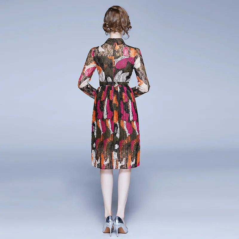 Женское кружевное платье Simgent Pinup элегантное плиссированное с длинными рукавами
