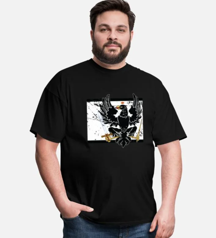 Винтаж флаг Пруссии с герб футболка. Летняя хлопковая Футболка О-образным