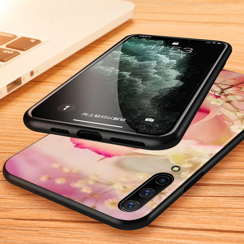 Beauty Floral Rose for Samsung Galaxy A90 A80 A70 A60 A50 A40 A30 A20 A10 M60S M40 M31 M30 M21 M20 M10 Black Phone Case