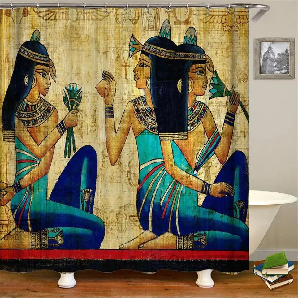 Houseware Ancient Egyptian Animal Seabed Bath Curtain Polyester Fiber Bathroom Waterproof Decorative | Дом и сад