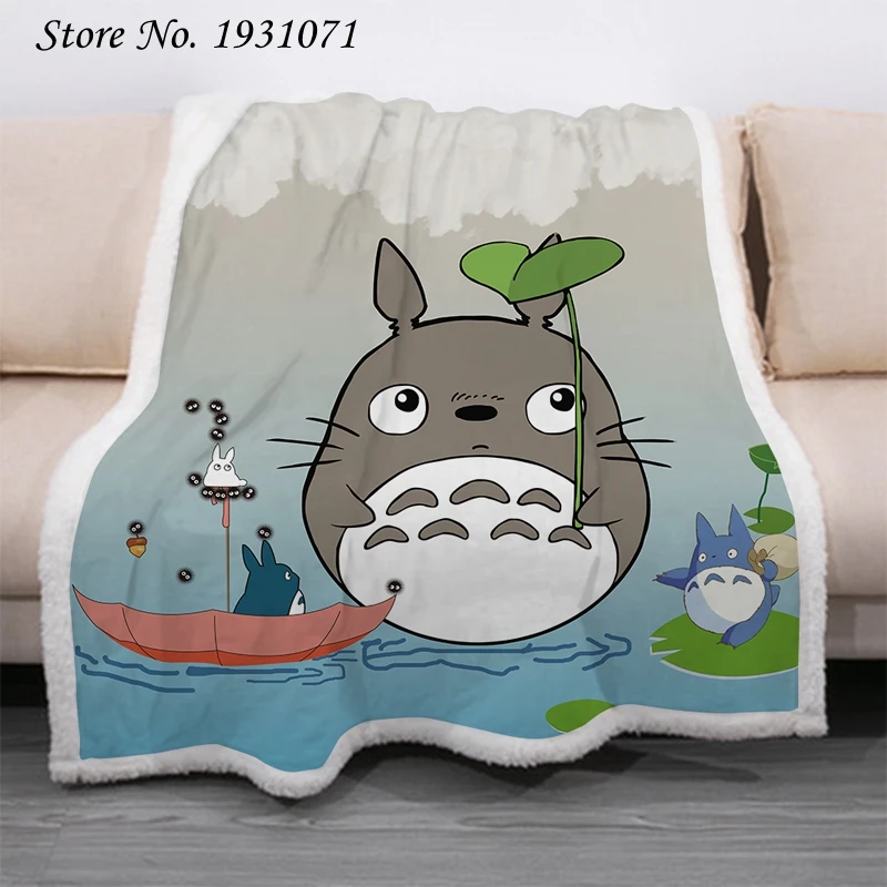 Флисовое одеяло с 3D рисунком Аниме Тоторо для кровати толстое модное покрывало