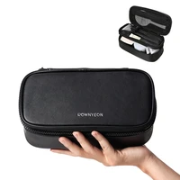 rownyeon portable makeup bag mini cosmetic case double layer with brushes holder compact size for women