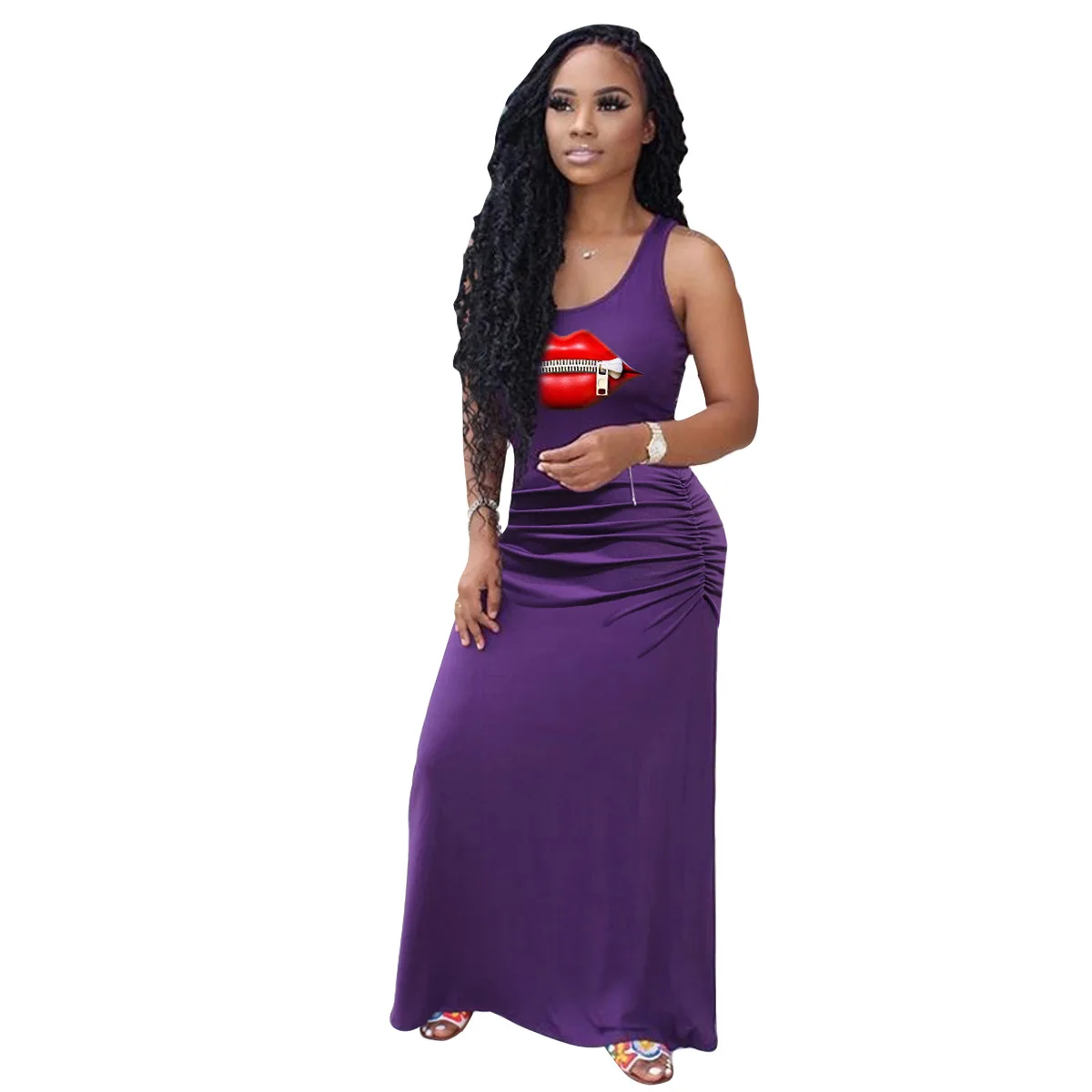 

2020 Summer Dresses for Women Sexy Zipper Drape Beach Dress Sundress O-Neck Sleeveless Boho Dress Casual Robe Femme Vestidos