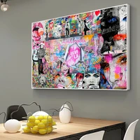 modern banksy collage graffiti home decor canvas art wall painting abstract street art poster picture for living room cuadros
