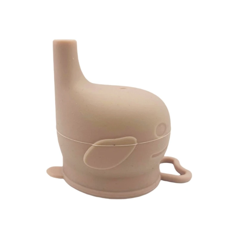 

2021 New Baby Food Grade Silicone Sippy Cup Lid Dolphin Shape Spill Proof Straw Mug Cover